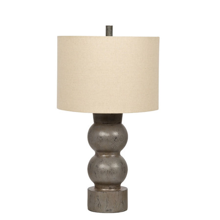 LITEX INDUSTRIES 26" Table Lamp, Distressed Grey Base and Oatmeal Shade BL20DG